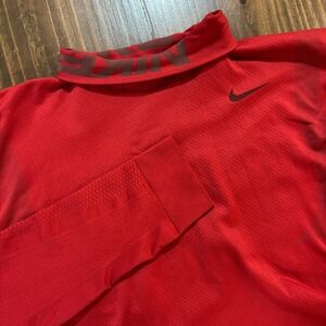 NIKE PRO Long Sleeve Compression Shirt Mens XL Red Dri Fit Training Top